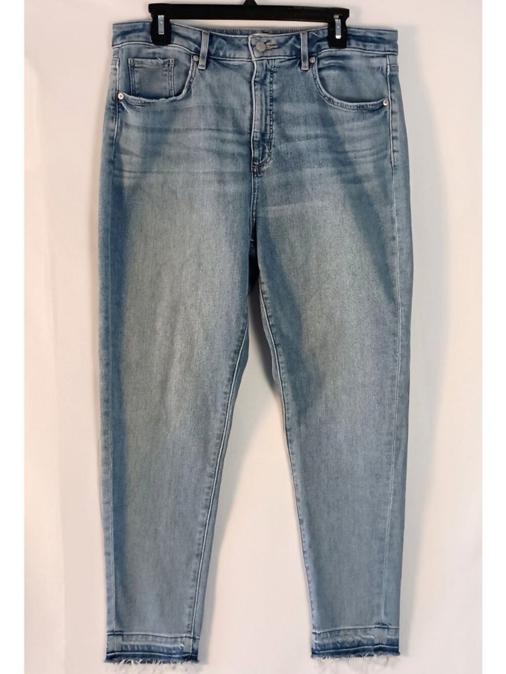 Ann Taylor Loft Curvy Skinny Jeans High Rise Raw Hem Size 14/32 Blue